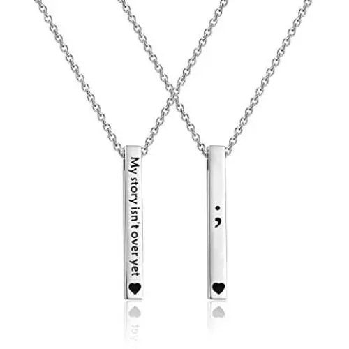 POTIY Semicolon Necklace Suicide Awareness Semicolon Gift My Story Isnt Over Yet Depression Suicide Mental Health Awareness Semicolon Inspirational Jewelry POTIY Semicolon Necklace Suicide Awareness Semicolon Gift My Story Isnt Over Yet Depression Suicide Mental Health Awareness Semicolon Inspirational Jewelry