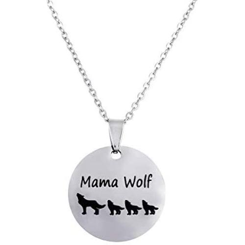 Winssi Mama Wolf Necklace Mama-Baby Necklace Gifts for Family
