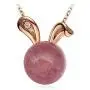 Strawberry Crystal Gem Cute Bunny Rabbit Pendant Delicate Jewelry S925 Sterling Silver Necklace Easter Valentines Day Christmas for Girls Women - Rose Gold