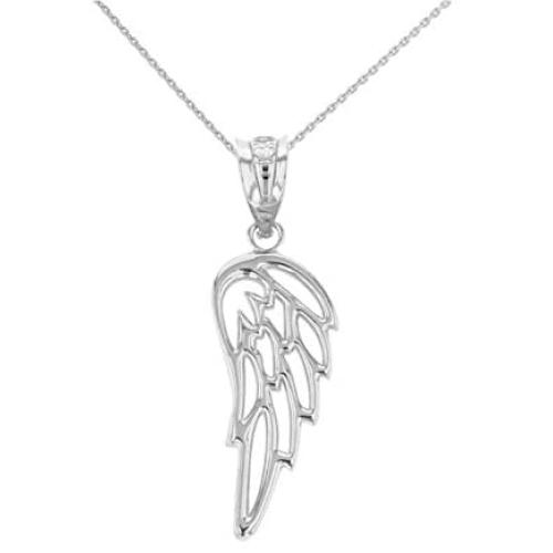 Certified 925 Sterling Silver Guardian Angel Filigree Wing Pendant Necklace