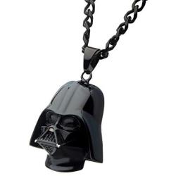 Star Wars Jewelry Unisex 3D Darth Vader Black Ion-Plated Stainless Steel Pendant Necklace, 24''