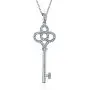 Cubic Zirconia CZ Victorian Style Crown Key Pendant Necklace For Women Girlfriend 14K Gold Plated 925 Sterling Silver