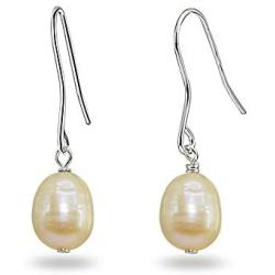 Sterling Silver Baroque Cultured Freshwater Pearl Dainty Drop Dangle Earrings