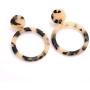 Leopard Earrings Necklace Bracelet for Women Acrylic Circle Hoop Dangle Earring Long Disc Pendant Necklace Open Cuff Bangle Resin Cheetah Jewelry Set for Ladies Girls