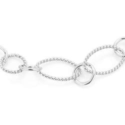 Vanbelle Stering Silver Jewelry Hand-Made Oval Fancy Link Chain Bracelets with Rhodium Plating for Women and Girls