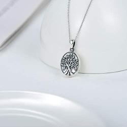 POPKIMI 925 Sterling Silver [Sunflower&Tree of Life] Urn Pendant Necklace Cremation Ashe Keepsake Hair Memorial Jewelry