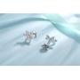 Silver Snowflake Jewelry Set for Women, 925 Sterling Silver Snowflake Stud Earrings & 45cm Necklace Pendant Set, with White AAA Cubic Zirconia, Perfect Christmas Gift for Ladies Girls
