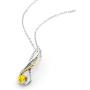 Gem Stone King 2 Tone 10K Yellow Gold And 925 Sterling Silver Diamond Infinity Pendant 0.40 Ct Round Yellow Sapphire