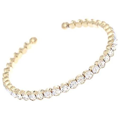 Rosemarie & Jubalee Womens Comfort Flex Crystal Rhinestone Bangle Cuff Bracelet