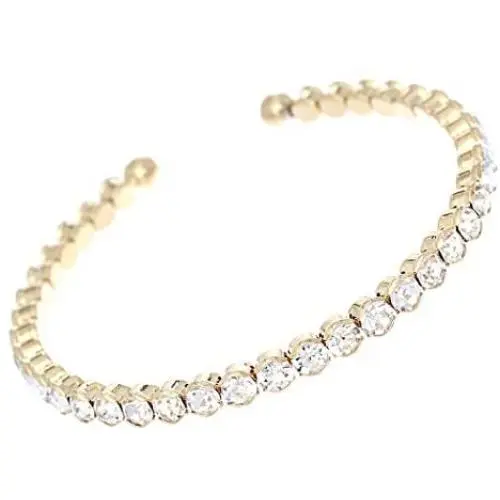 Rosemarie & Jubalee Womens Comfort Flex Crystal Rhinestone Bangle Cuff Bracelet Rosemarie & Jubalee Womens Comfort Flex Crystal Rhinestone Bangle Cuff Bracelet
