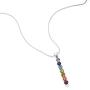 925 Sterling Silver Seven (7) Chakra CZ Stone Drop Dangling Pendant Necklace 18''