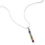 925 Sterling Silver Seven (7) Chakra CZ Stone Drop Dangling Pendant Necklace 18''