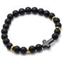 Xusamss Fashion 8MM Matte Agate Beads Bracelet Cross Elastic Link Bracelet,7 1/2 Wrist