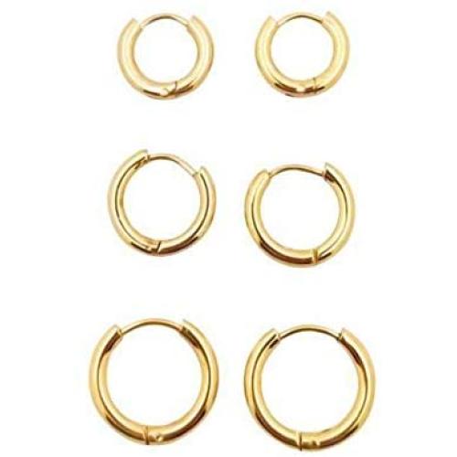 Huggie Hoop Earrings Surgical Stainless Steel Hoop Earrings 8mm 10mm 12mm Cartilage Helix Sleeper Earring for Men Women Girls Boys
