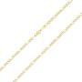 Nuragold 14k Yellow Gold Solid 4mm Figaro Chain Link Diamond Cut Pave Two Tone Pendant Necklace, Mens Womens Lobster Lock 16'' 18'' 20'' 22'' 24'' 26'' 28'' 30''