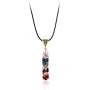 7 Chakra Natural Stone Beads Rope Chain Pendant Necklace Handmade Healing Spiritual Round Square Geometric Necklace for Women Men Girls Boy Yoga Energy Generator Protection Jewelry Gift