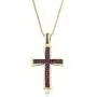 OUCHUANG 14K Gold Plated Cross Inlay Pendant Necklace for Women | Cross Pendant | Fashion Jewelry Gifts