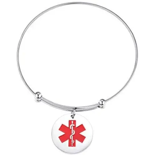 U7 Custom Free Engraving Medical ID Bracelet Men Women Personalized Stainless Steel/18K Gold Plated Caduceus Emergency Alert Cuff Bracelet Bangle Identification Jewelry U7 Custom Free Engraving Medical ID Bracelet Men Women Personalized Stainless Steel/18K Gold Plated Caduceus Emergency Alert Cuff Bracelet Bangle Identification Jewelry