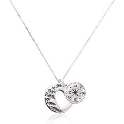 Sterling Silver ''Go in the Direction Of Your Dreams'' with Compass Pendant Necklace, 18''