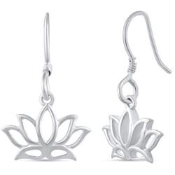 Small Lotus Lace Flower Drop Dangle Swing Earrings in 925 Sterling Silver Jewelry for Women and Girls