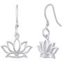 Small Lotus Lace Flower Drop Dangle Swing Earrings in 925 Sterling Silver Jewelry for Women and Girls