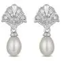 Jewelili Enchanted Disney Fine Jewelry Sterling Silver 1/10 CTTW Diamond Ariel Shell Fashion Earrings Jewelili Enchanted Disney Fine Jewelry Sterling Silver 1/10 CTTW Diamond Ariel Shell Fashion Earrings