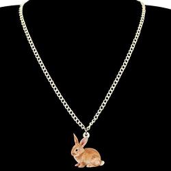 WEVENI Acrylic Easter Rabbit Bunny Jewelry Set Hare Earrings Necklace Pendant Sweet Gifts for Women Girls Ladies