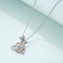 YFN Sterling Silver Celtic Triangle Trinity Knot Necklace Heart Rose Pendant Good Luck Irish Jewelry for Women Gifts
