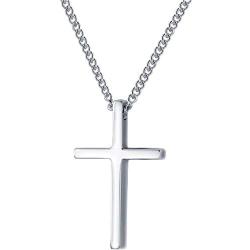Small Cross Pendant Necklace for Women Girls Men S925 Sterling Silver White Gold Plated Tiny Polished Crucifix Chain Simple Pray Personalized Jewelry Best Friend Gift Box 18''