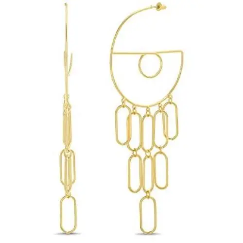 CATHERINE MALANDRINO 5 Inch Abstract Circle and Geo Shape Link Yellow Gold-Tone Dangle Earrings for Women CATHERINE MALANDRINO 5 Inch Abstract Circle and Geo Shape Link Yellow Gold-Tone Dangle Earrings for Women