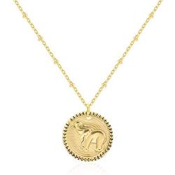 Ascona Lucky Elephant Necklaces 18K Gold/Silver Elephant Pendant Disc Necklace for Women Girls Christmas Mothers Day Gifts