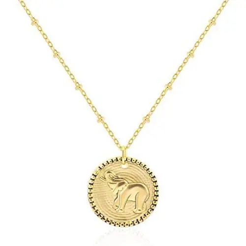 Ascona Lucky Elephant Necklaces 18K Gold/Silver Elephant Pendant Disc Necklace for Women Girls Christmas Mothers Day Gifts Ascona Lucky Elephant Necklaces 18K Gold/Silver Elephant Pendant Disc Necklace for Women Girls Christmas Mothers Day Gifts