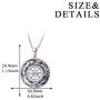 AOBOCO Compass Necklace Sterling Silver Circle Pendant Necklace with Color-changed Crystal, Birthday Graduation Jewelry Gift for Women Men Girls
