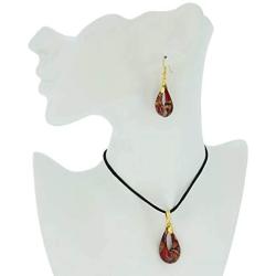GlassOfVenice Gemma Murano Glass Necklace and Earrings Set - Red