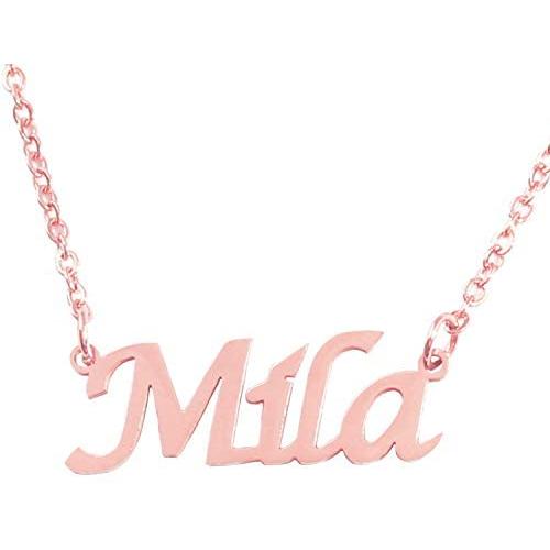 Mila Name Necklace 18ct Rose Gold Plated Personalized Dainty Necklace - Jewelry Gift Women, Girlfriend, Mother, Sister, Friend, Gift Bag & Box