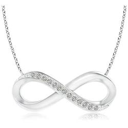 April Birthstone - Sideways Pave-Set Diamond Infinity Necklace (1mm Diamond)
