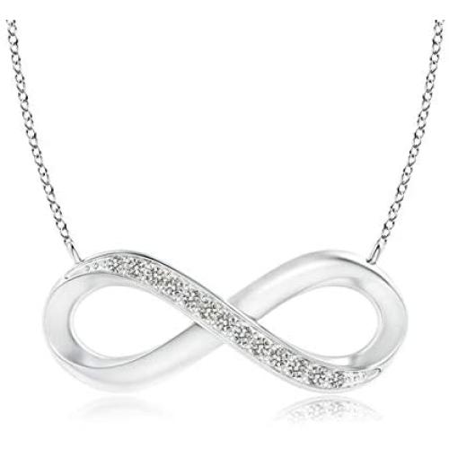 April Birthstone - Sideways Pave-Set Diamond Infinity Necklace (1mm Diamond)
