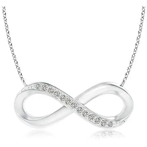 April Birthstone - Sideways Pave-Set Diamond Infinity Necklace (1mm Diamond) April Birthstone - Sideways Pave-Set Diamond Infinity Necklace (1mm Diamond)