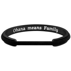 WUSUANED Ohana Means Family Hibiscus Hair Tie Grooved Cuff Bangle Bracelet Hawaii Jewelry Gift for Family Best Friends