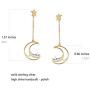 Cat Moon and Star Earrings Sterling Silver Stud Earrings Silver and Gold Star Dangle Earrings Cat Lover Gifts for Women