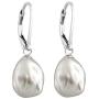 Splendid Pearls Lever-back Dangling Earrings with White Baroque Freshwater Cultured Pearls 10-12mm