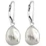 Splendid Pearls Lever-back Dangling Earrings with White Baroque Freshwater Cultured Pearls 10-12mm