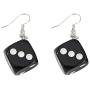 2 Pairs Dice Earring Contracted Sieve Disco Dancing Earrings Punk Resin Black White Cube Dice Casino Drop Earrings Funny Geometric 3D Dice Dangle Earrings for Women Girl Party Jewelry