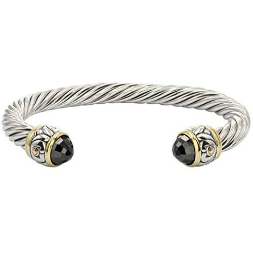 John Medeiros Beautiful Nouveau Collection Large Cuff Bracelet Black Cubic Zirconia