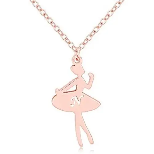 MANZHEN Rose Gold Ballerina Dancer Recital Gift Ballet Dance with Initial Alphabet Pendant Necklace Girls Jewelry (N) MANZHEN Rose Gold Ballerina Dancer Recital Gift Ballet Dance with Initial Alphabet Pendant Necklace Girls Jewelry (N)