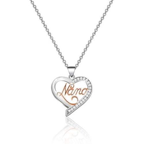 FUSTMW Nana Necklace Gifts from Grandchildren Crystal Love Heart Nana Pendant Necklace Jewelry Grandma Gift Nana Gifts for Birthday