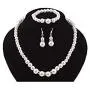 COLORFUL BLING Imitation Pearl Necklace Bracelet Earring Sets Crystal Dangle Pearl Jewelry Sets for Women COLORFUL BLING Imitation Pearl Necklace Bracelet Earring Sets Crystal Dangle Pearl Jewelry Sets for Women