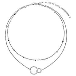 S925 Sterling Silver Dainty Simple Choker Necklace,Rolo Chain,Adjustable 13 inches to 16 inches