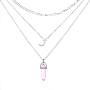 Relbcy Boho Moon Layered Necklaces Silver Stone Pendant Necklace Festival Necklaces Jewelry Accesories for Women and Girls
