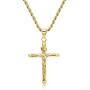DTLA 14K Gold Plated INRI Crucifix Pendant 2mm Rope Chain Necklace - Choose Chain Length